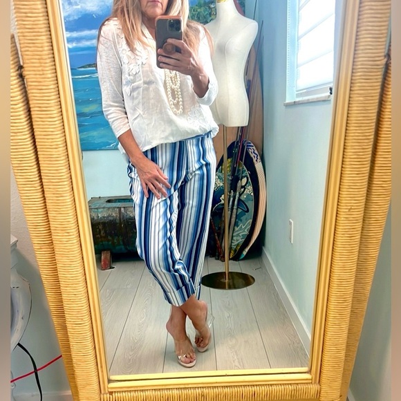 Mixit Stretch,Adorable & Slimming Vertical-Striped Cuffed & Cropped Pant,Size 10 - Picture 6 of 12